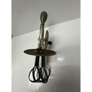 Vintage A & J Egg Beater Mixer Splash Guard with Green Wood Handle - Made in USA